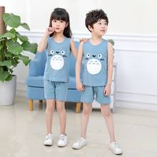 Totoro conjunto de roupas para crianças verão meninos meninas camisetas topos + shorts 2 pçs algodão crianças t-shirts colete dos desenhos animados macio qualidade 90-140 2024 - compre barato