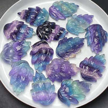1pc Natural Quartz Crystal  Carved Rainbow fluorite nine-tailed fox stone healing Mineral Crystal Stone Table Holiday Gift 2024 - buy cheap
