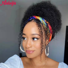 Aidaiya Headband Wig African Women Turban Wig Synthetic Afro Kinky Culry Head Wig Black Wrap and Wig Linked Together Headband 2024 - buy cheap