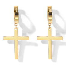 WYBU Antiallergic Titanium Cross Hoop Drop Earring For Women Gold Plated Dangle Earing Ear Jewellery Femme Bijouteries 2024 - buy cheap