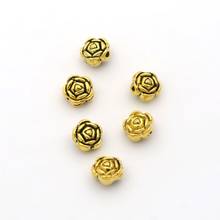 50pcs 6mm Flower Rose Elegant Metal Loose Spacer Seed Beads For Jewelry Making Needlework Beadwork Diy Accessories Wholesale 2024 - buy cheap