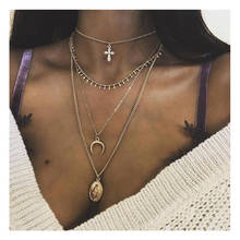 Female Multi Layered Necklace Women Cross Necklace Gold Color Punk Girl Necklace Party Wear Gift Jewelry 2024 - buy cheap