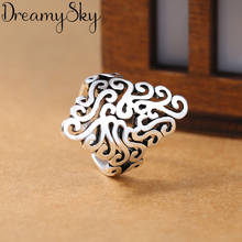 Retro Vintage Silver Color  Big Flower Rings For Women Girls Valentines Gifts Gothic Rings 2024 - buy cheap