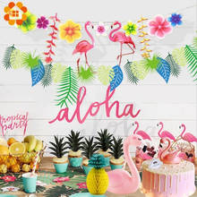 1SET Flamingo Party Paper Umbrella Banner Balloons Pineapple Cake Toppers For Birthday Decorations Summer Hawaii Party Supplies 2024 - buy cheap