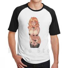 Camiseta con Pose de pie para mujer, 100% algodón, Hentai, tamaño grande, Anime Sexy, Animegirl, Oppai, tetas rubias, Hentaigirl, Ecchi 2024 - compra barato