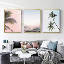 Scandinavian Coastal Landscape Poster and Coconut Tree Canvas Paintings On The Wall Art Print Nordic Picture Living Room Decor 2024 - buy cheap