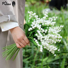Meldel 6 argolas flores artificiais lily para casamento decoração de flores sintéticas ramo de flores falsas para jardim ao ar livre casa 2024 - compre barato