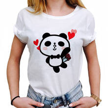 Camiseta feminina estampa de panda fofa kawaii, de verão, moda, roupas harajuku, ullzang, camisetas estilo casual 2024 - compre barato