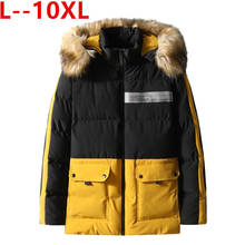 Большие размеры 10XL 8XL 6XL новая зимняя куртка мужская-15 градусов уплотненные теплые мужские парки с капюшоном флисовые мужские куртки верхняя одежда хлопок пальто парка 2024 - купить недорого