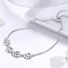 Pulseira feminina de prata esterlina 925, bracelete para pé de gato, joia ajustável, presente de aniversário e namorada 2024 - compre barato