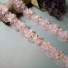 1 Yard Soluble Pink Pearl Chiffon Flower Embroidered Fabric Lace Trim Ribbon DIY Sewing Supplies Craft For Costume Decoration 2024 - buy cheap
