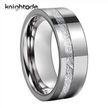 Anéis de carboneto de tungstênio de 8mm, ranhura branca meteorito para homens e mulheres, aliança de casamento, anéis de polegar, acabamento plano e polido 2024 - compre barato