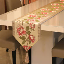 Camino de mesa bordado de estilo chino de lujo, cubierta de mesa de restaurante, decoración de armario de zapatos, peonía, Flora, Bandera de mesa 2024 - compra barato