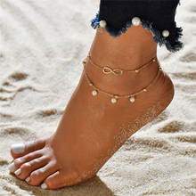 Vagzeb 2021 novo charme pulseira de tornozeleira duas camadas correntes praia tornozeleiras peal perna fêmea corrente pé jóias presente para a mulher 2024 - compre barato