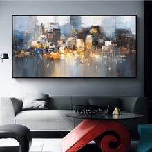 Pintura em tela abstrata cidade edifício chuva barco cartazes e cópias da arte da parede fotos para sala de estar casa decoração da parede cuadro 2024 - compre barato