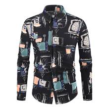 Camisas masculinas estampadas abstratas e casuais, camisetas para homens com gola virada para baixo, camisas de manga comprida, camisas masculinas de tamanho grande 2024 - compre barato