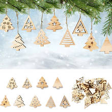 Mini pingente de árvore de madeira, 50 peças, feliz natal, janela, adesivo, decoração de neve para casa, feliz ano novo, 2021 2024 - compre barato