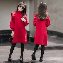 New Baby Princess Dress 2021 Kids Autumn Sweater Dress Girls Sweater Mother and Daughter Soft Dresses Basic Clothes Ruched,#5385 2024 - buy cheap