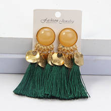 Bohemian Tassel Crystal Long Drop Earrings for Women Red Cotton Silk Fabric Fringe Earrings 2019 Fashion Woman Jewelry wholesale 2024 - buy cheap