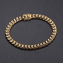 8mm New Fashion Stainless Steel Gold Tone Miami Curb Cuban Chain Men's Women's Ornaments  Bracelet Jewelry Trendy  7-11inch 2024 - buy cheap