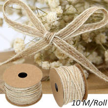 Rollo de arpillera de Yute Natural Vintage, cinta de arpillera para adorno de Navidad, decoración de fiesta de boda, embalaje de regalo, 0,5 cm 2024 - compra barato