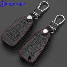 jingyuqin 3 Buttons Leather Car-Styling Key Cover For Ford Mondeo Mk4 Focus 2 3 4 St Kuga Fiesta Fusion Ecosport 2012 2013 2014 2024 - buy cheap