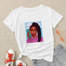 Camiseta con estampado de chica negra para mujer, remera divertida creativa Popular de papel verde, camiseta Harajuku coreana Sexy 2024 - compra barato