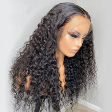 DJSBeauty-Peluca de cabello humano brasileño con ondas profundas, Frontal de encaje prearrancado postizo, densidad de 360, 180 2024 - compra barato