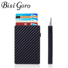 BISI GORO 2021 Touch Carbon Slim Wallet Business Card Holder Card Holder RFID Protector de tarjeta de cr dito Card Case Male 2024 - buy cheap