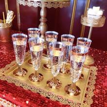 24 шт 150 мл пластиковые розовые золотые прозрачные одноразовые вечерние стаканы премиум класса для шампанского 2024 - купить недорого