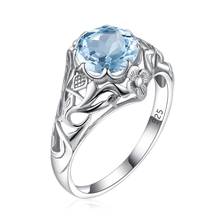 Szjinao-anillos de plata de ley 925 auténtica para mujer, anillo de Topacio Azul, piedras preciosas, cojín de aguamarina, regalo romántico, joyería de compromiso 2024 - compra barato