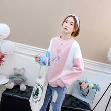 Bangtan meninos hoodies feminino coreano kpop amor a si mesmo floral impresso colorblock retalhos moletom casual velo o-pescoço roupas 2024 - compre barato