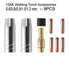 9Pcs/Set 15Ak Mig/Mag Welding Nozzle Contact Tips 0.8X25Mm M6 Gas Connector Holder Set Ad068+ 2024 - buy cheap