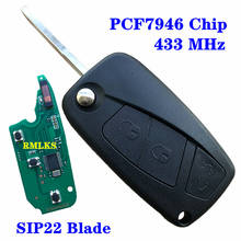 Складной дистанционный ключ с 3 кнопками 434 МГц PCF7946 черный для FIAT Fiorino Qubo Panda EVO для Delphi BSI SIP22 автоматический дистанционный ключ 2024 - купить недорого
