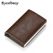Bycobecy Men And Women RFID Security Credit Card Holder Aluminum Box Pop-Up Vintage Leather Slim ID Card Case For Drop-shipping 2024 - buy cheap