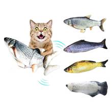 Realistic Plush Electric Moving Fish Toy For Cat Interactive Cat Chew Bite Toys Supplies Kitty Kitten Fish Flop Cat Wagging Toy 2024 - buy cheap