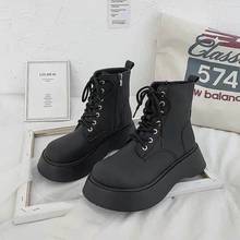 Korean women's hot sale plus size Martin boots spring and autumn new style black platform short boots fashion motorcycle boots 2024 - buy cheap