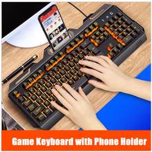 Gaming Keyboard Wired USB Keyboard 104Keys with Phone Holder Backlight Mechanical Felling Metal Laptop Gamer Keyboard for Win 10 2024 - buy cheap