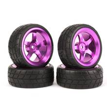 Mxfans 4pcs RC 1:10 On-Road Racing Car  Alloy 5-Spoke Wheel Rims & Black Rubber Tires 2024 - buy cheap