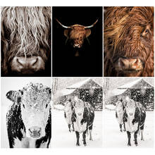 Yumeart 5D Diamond Painting Black White Highland Cow Cross Stitch Full Drill Animal Bull Diamond Embroidery Home Decoration Gift 2024 - buy cheap