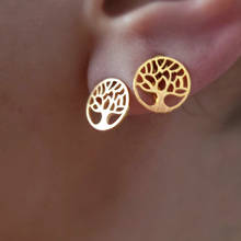 V Attract Stainless Steel Jewelry Boucle D'oreille Femme 2020  Gold Color Dainty Tree of Life Stud Earrings for Women 2024 - buy cheap