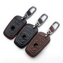 Leather Car Remote Key Case Fob Cover For  BMW 520 525 f30 f10 F18 118i 320i 1 3 5 7Series X3 X4 M3 M4 M5 E34 E90 E60 E36 2024 - buy cheap