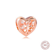 Fits Europe Bracelet 925 Sterling Silver Rose Gold Family Tree Heart Charms Beads for Women DIY Jewelry Making Kralen 2020 2024 - buy cheap