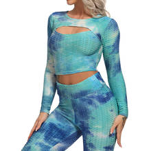 Conjunto de Yoga para mujer, chándal Sexy de 2 piezas, ropa de gimnasio, Top corto de manga larga, Leggings de cintura alta, ropa deportiva para Fitness 2024 - compra barato