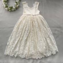 Vintage Girl Lace Dress for Xmas Kids Full Lace Sleeveless Long Princess Dress with Rhinestone Sashes Beautiful Vestido Clothes 2024 - buy cheap