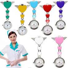 Relógio de bolso feminino com asas de coração, relógio clipe broche de bolso de quartzo enfermeira médico 2024 - compre barato