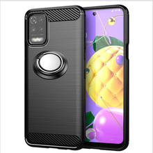 For LG Q52 K52 K62 Case Luxury Brushed Carbon Fiber Phone Case For LG K 52 62 Magnetic Ring Holder Cover 2024 - buy cheap