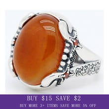 Big Red Natural Agate Stone Pure 925 Sterling Silver Ring For Men Lines Red CZ Stone Vintage Party Ring Cool Style Turkey  Ring 2024 - buy cheap