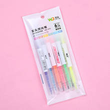 6 pcs / bag novelty double-head highlighter high-quality pastel liquid marker marker for school office 2024 - buy cheap
