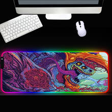Большой игровой коврик для мыши Hyper Beast XL RGB, коврик для мыши со светодиодной подсветкой, компьютерный геймер, большой коврик для мыши, ПК, офисный Настольный коврик 2024 - купить недорого